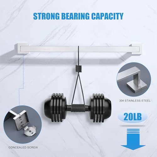 LANC 16-Inch Brushed Nickel Towel Bar - Wall Mounted Stainless Steel