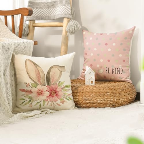 Easter Rabbit Buffalo Plaid Throw Pillow Covers - Set of 4