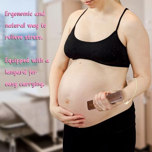 Wooden Birthing Comb for Labor Pain Relief with Leather Cover and Inspiring Quotes