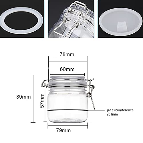 Lokusel 10oz PET Plastic Storage Jars with Airtight Hinged Lids - 2 Pack