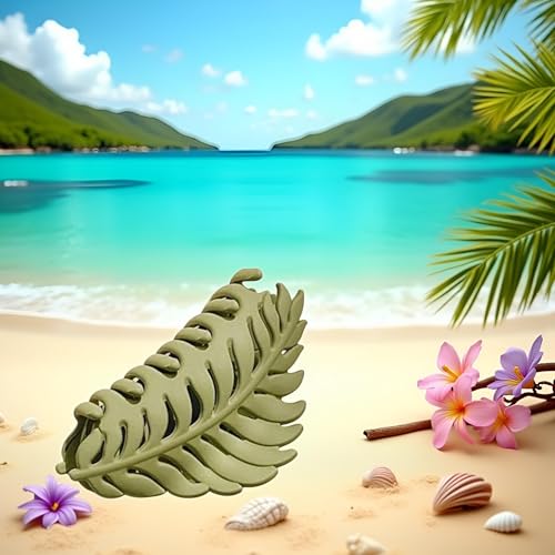 Green Leaf Hair Claw Clip 3.5 Inch Non Slip Jaw Clip for Thick Hair