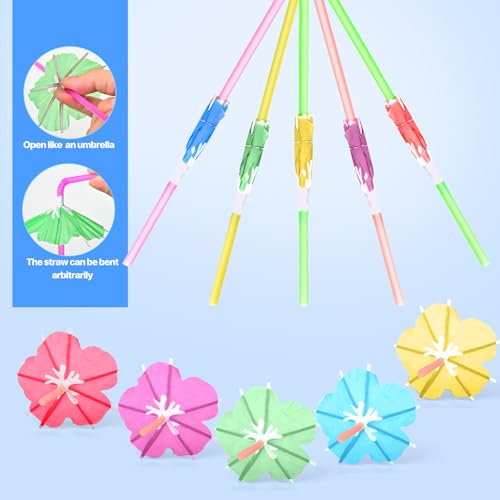 50PCS Umbrella Straws for Drinks, Tropical Cocktail Party Supplies