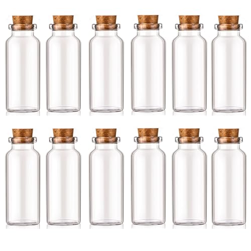 30ml Glass Bottles with Cork Stoppers - 12 Pcs DIY Mini Vials