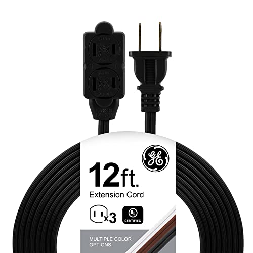 GE 12FT Indoor Extension Cord with 3 Outlets & Safety Covers