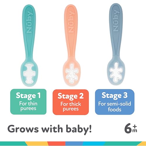 Nuby Baby's First Spoons Set - 3 Pack for Self-Feeding