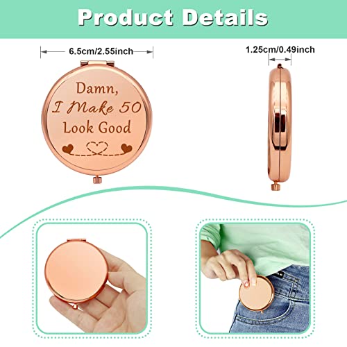 Rose Gold Compact Mirror - 50th Birthday Gift for Women
