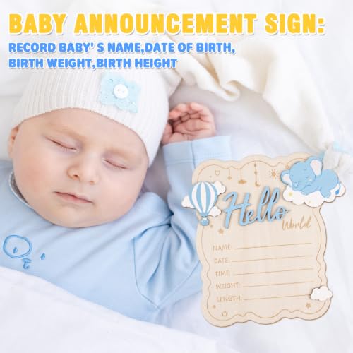 3D Baby Announcement Sign with Elephant Design - Hello World