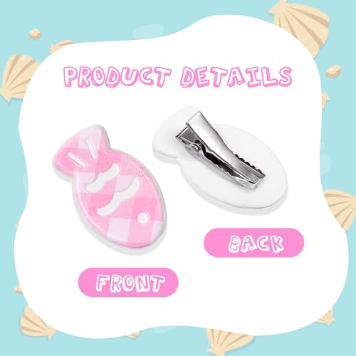 HJZHII 12PCS Small Plaid Fish Hair Clips Colorful Mini Resin Duckbill Barrettes