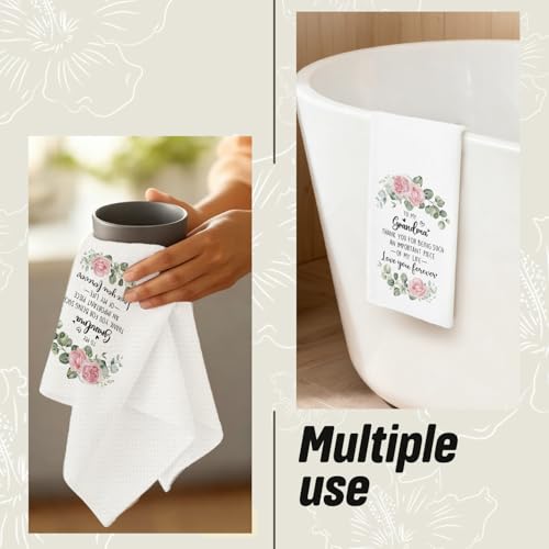 Rose Floral Kitchen Dish Towels - Grandma Gifts, 16x24 Inch