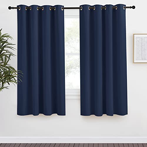 NICETOWN Navy Blue Blackout Curtain Panel - 55" x 68" Light Blocking Drape