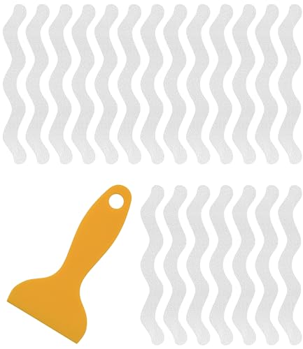 Clear Bathtub Stickers - Non-Slip Wave-Shaped Shower Decals, 20-Pack for Safety & Grip