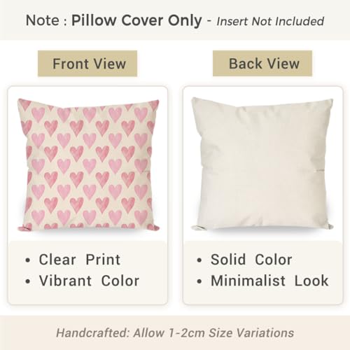Pink Valentine's Day Throw Pillow Covers 18x18 Inch - Set of 2 Heart Decor