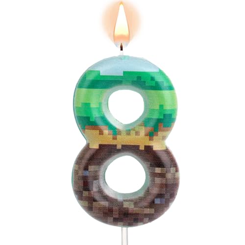 Green Pixel Birthday Cake Candle - Fun Number Topper for Parties