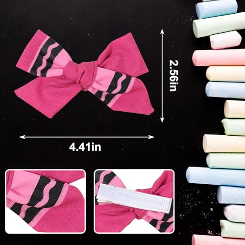 Threetols 4pcs Velvet Pencil Back to School Hair Bow Clips for Girls