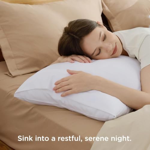 Bedsure Standard Pillowcases Set of 4 - White Brushed Microfiber Pillow Covers