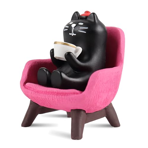 Cute Cat Figurine on Pink Sofa - Adorable Desk Decor Gift for Cat Lovers