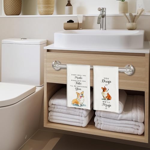Funny Corgi Kitchen Towels - Set of 2 Decorative Hand Towels 16x24