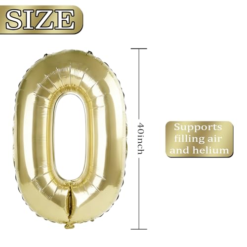 40-Inch Champagne Gold Number 10 Balloon for Birthday Celebrations