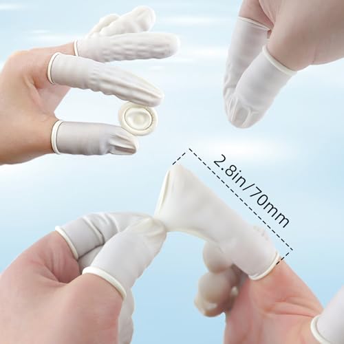 (Approx 300 Pcs) Finger Covers,Latex Finger Covers Disposable Gloves,Thumb and Fingertip Protector Finger Glove,Suitable for Cleaning Beauty Electronic Component Repair Handmade Oroduction(Whiter)