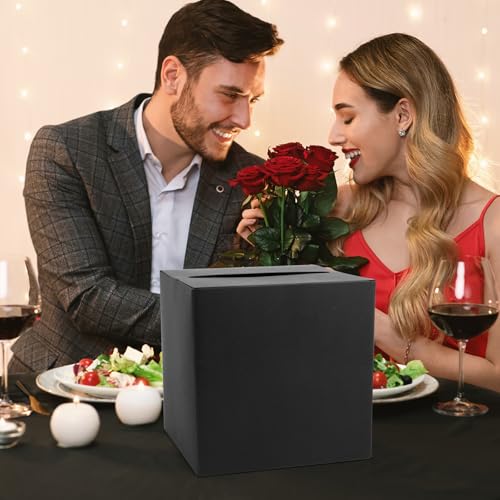 Black Card Box for Weddings and Events - 7.9 Inch Gift Card Holder