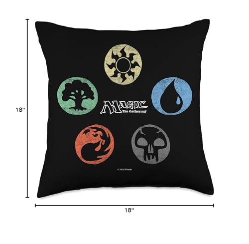 Magic: The Gathering Colored Mana Symbols Throw Pillow