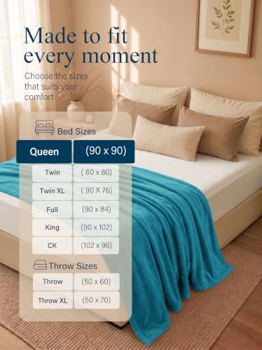 Utopia Bedding Queen Size Fleece Bed Blanket Turquoise 90x90 Inch