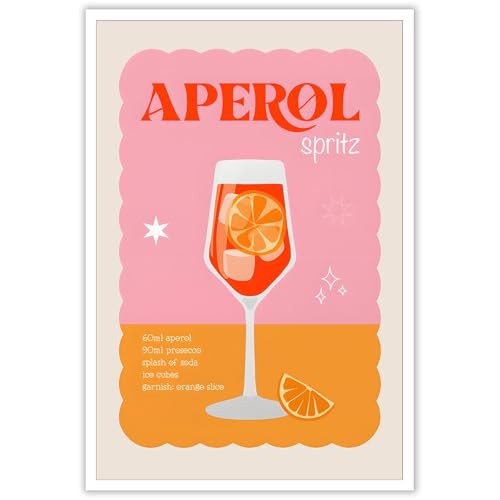 Aperol Spritz Wall Art Cocktail Canvas Poster 12x16in