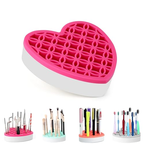 Pink Silicone Makeup Brush & Cosmetic Organizer - Multi-Use Pen & Tool Holder