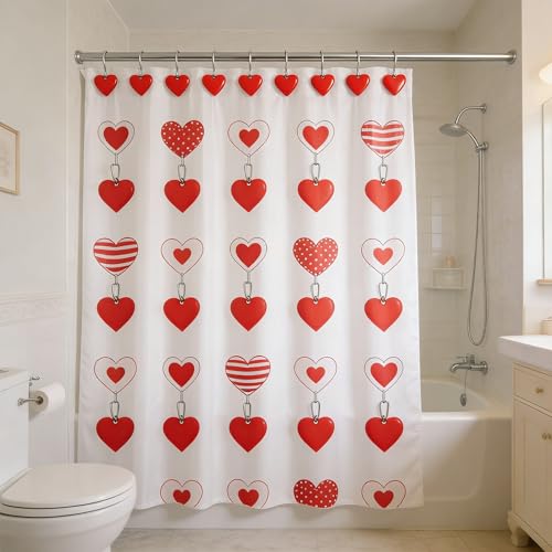 Heart-Shaped Anti-Rust Shower Curtain Hooks - Set of 12