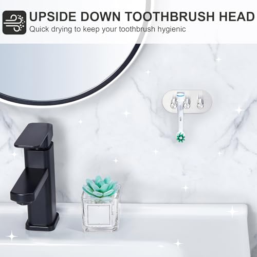 Silver Electric Toothbrush Head Holder - Wall Mounted Organizer (Small)