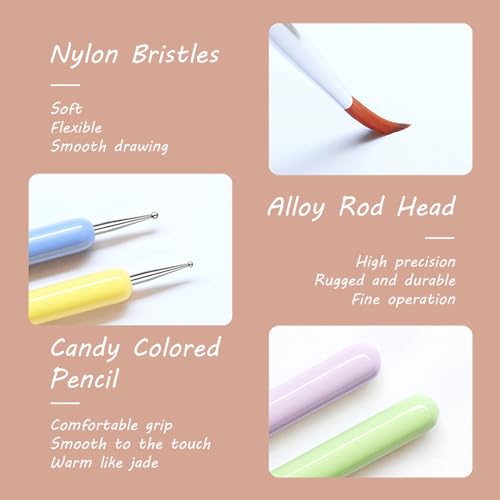 Kootinn 6-Piece Nail Art Brush Set and Gel Design Pen Tool Kit