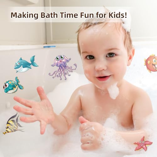 Non-Slip Bathtub Stickers - 12 PCS Cute Sea Creature Safety Decals