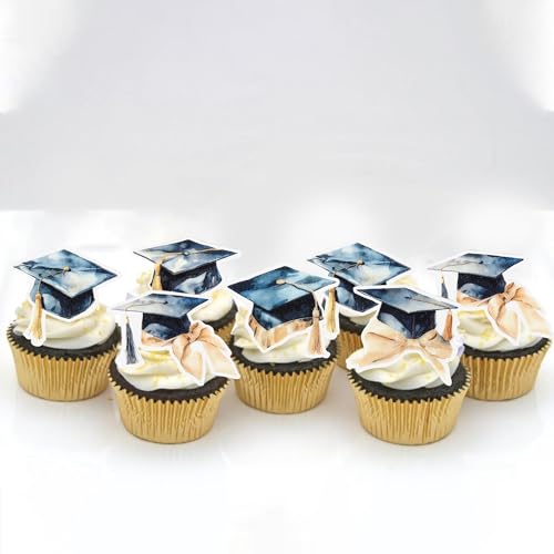 60 PCS Edible Graduation Cap Cupcake Toppers for Class of 2026