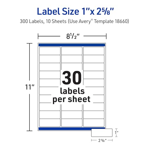 Avery Matte Clear Address Labels, 300 Pack, 1" x 2-5/8"