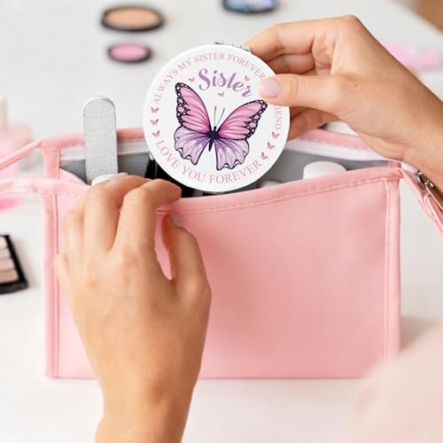 Sister Compact Mirror Butterfly Motivational Pocket Makeup Mirror