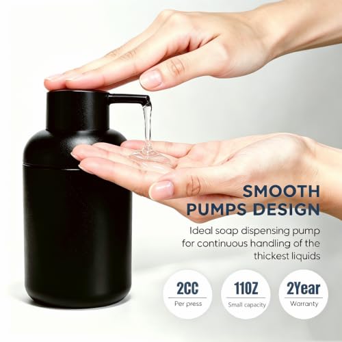 Hebaogugu 2-Pack Soap Dispenser Set, 11 Oz Plastic with Rustproof Pump, Black