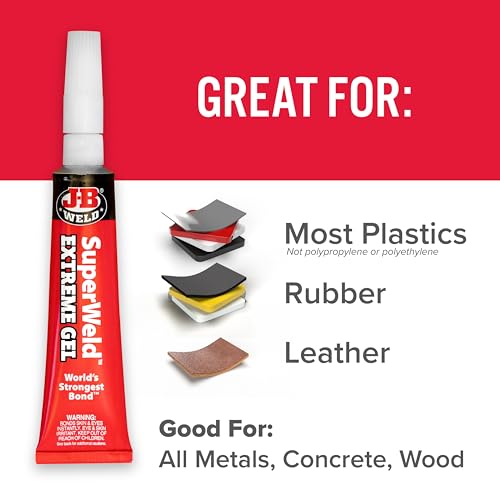 J-B Weld SuperWeld Extreme Superglue 15g Gel - Flexible, Impact-Resistant Adhesive for Metal, Plastic, Glass