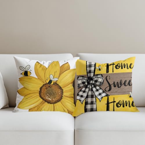 2 PCS Sunflower Pillow Covers 18x18 - Flannel & Zippered | Polychromatic1212