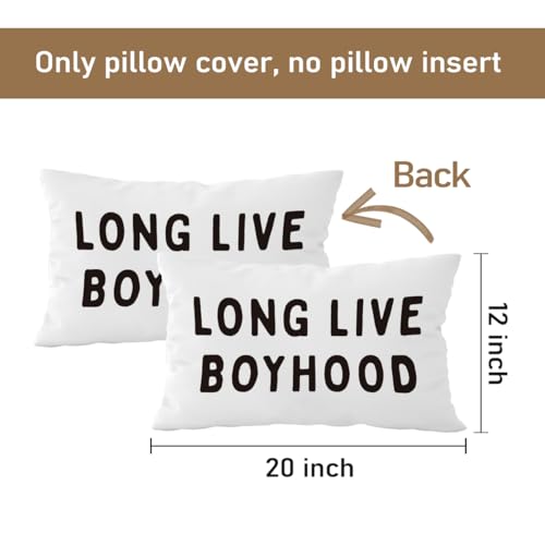 Long Live Boyhood Throw Pillow Cover 12x20 - Boys Room Decor