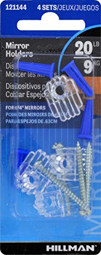 Hillman Plastic Mirror Holders Set with Screws - 20lb Capacity (4 Pack)