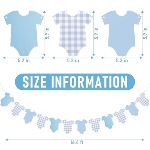 Blue Baby Bodysuit Bunting Banner - Pre-Strung Baby Shower Decor