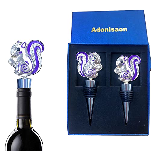 Squirrel Wine Bottle Stopper Set - Christmas Party Decor, 2 pcs