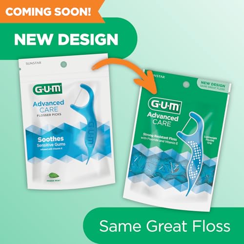 GUM Advanced Care Dental Floss Picks, Fresh Mint, 150 Count
