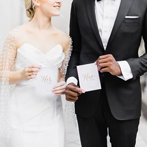 His & Hers Wedding Vow Books - Gold Geometric Keepsake Set