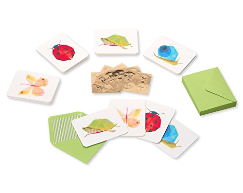 Papyrus Garden Critters Blank Cards Set with Keepsake Box - 20 Count
