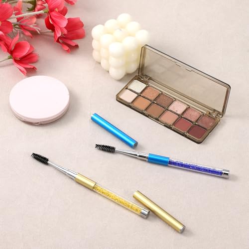 Qulkws 2 Pcs Capped Eyebrow Spoolie and Eyelash Brush, Portable Travel Makeup Brush Set