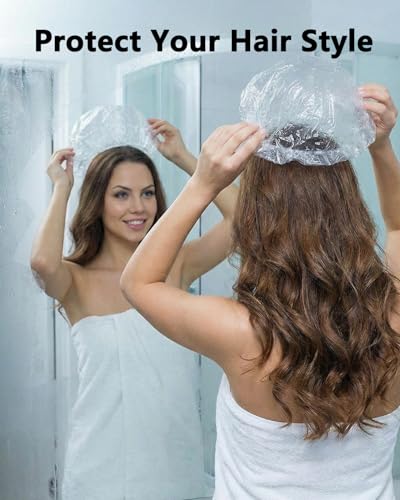 Aquior Disposable Shower Caps - 30 Pack Large Waterproof Plastic Bath Caps