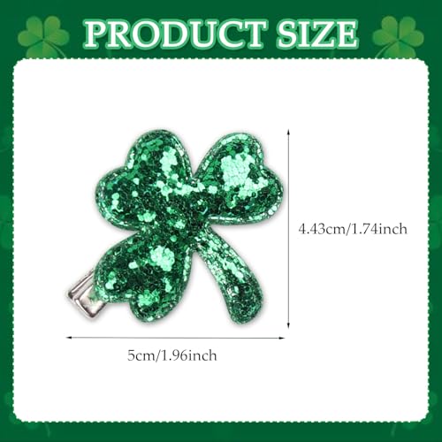 HIFANMM Green Sequin Shamrock Hair Clips 2pcs St. Patrick's Day Hair Barrettes