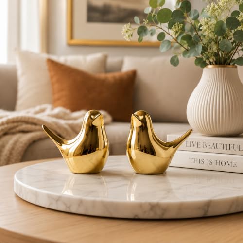 Small Gold Bird Figurine Set – Modern Decorative Sculptures