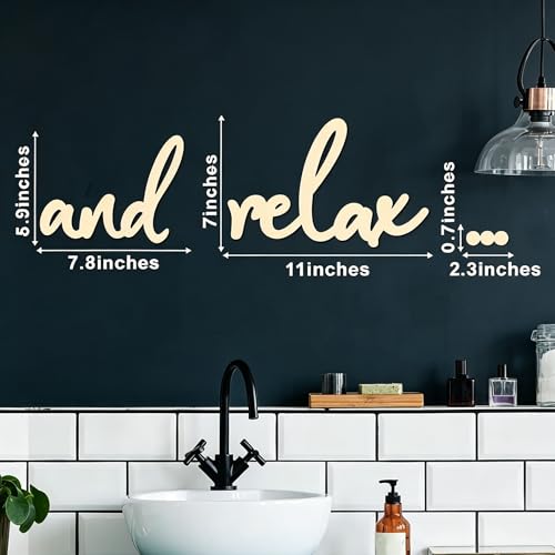 And Relax Wooden Bathroom Wall Art - Modern Rustic Decor